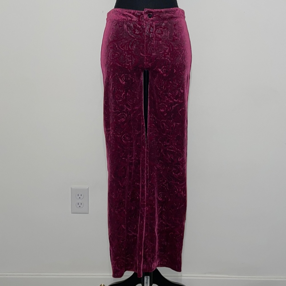 Betsey Johnson Vintage Velour Floral Paisley Snake Print Fuchsia Pants Small NWT